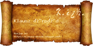 Klausz Árpád névjegykártya