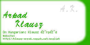 arpad klausz business card